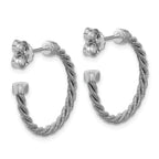 SS RH-pltd Polished and Twisted 22mm Post J-Hoop Earrings