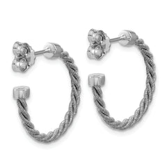SS RH-pltd Polished and Twisted 22mm Post J-Hoop Earrings