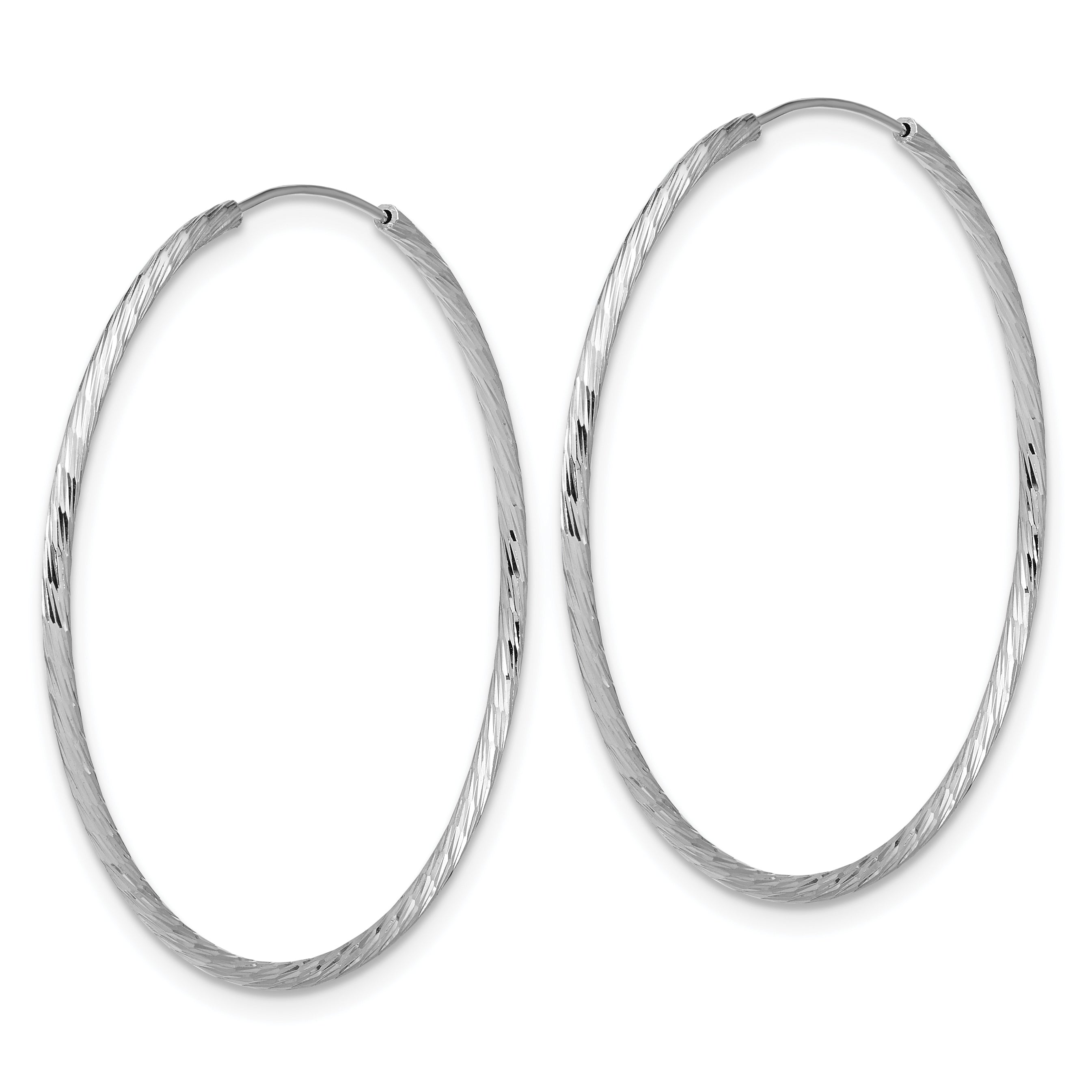 SS RH-plated Diamond-cut 1.25mm Endless Hoop Earrings Secondary image