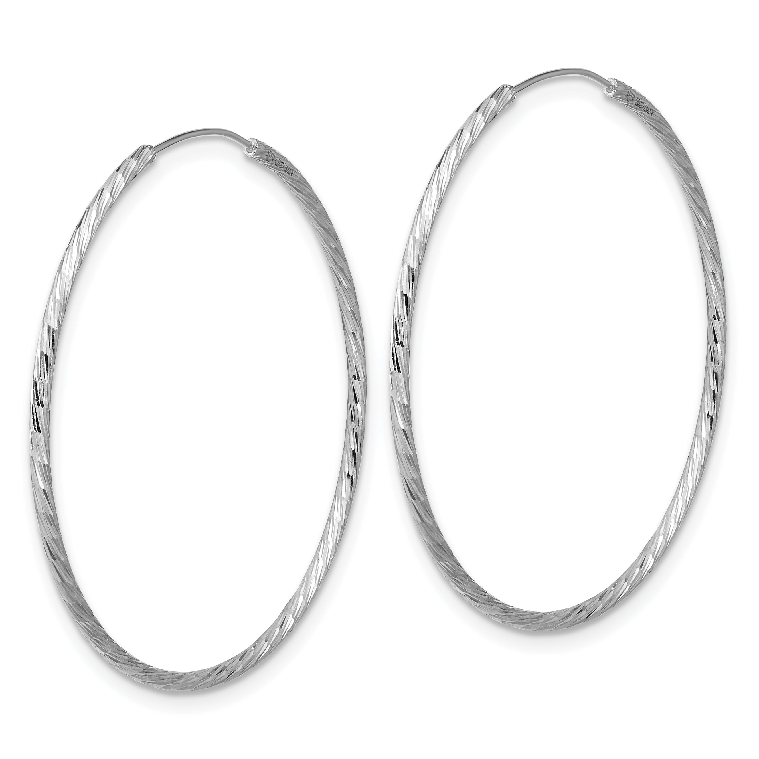 SS RH-plated Diamond-cut 1.25mm Endless Hoop Earrings