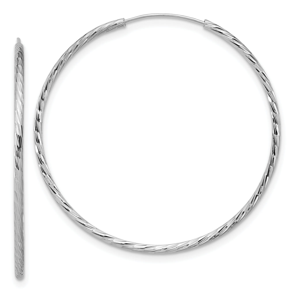 SS RH-plated Diamond-cut 1.25mm Endless Hoop Earrings