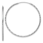 SS RH-plated Diamond-cut 1.25mm Endless Hoop Earrings