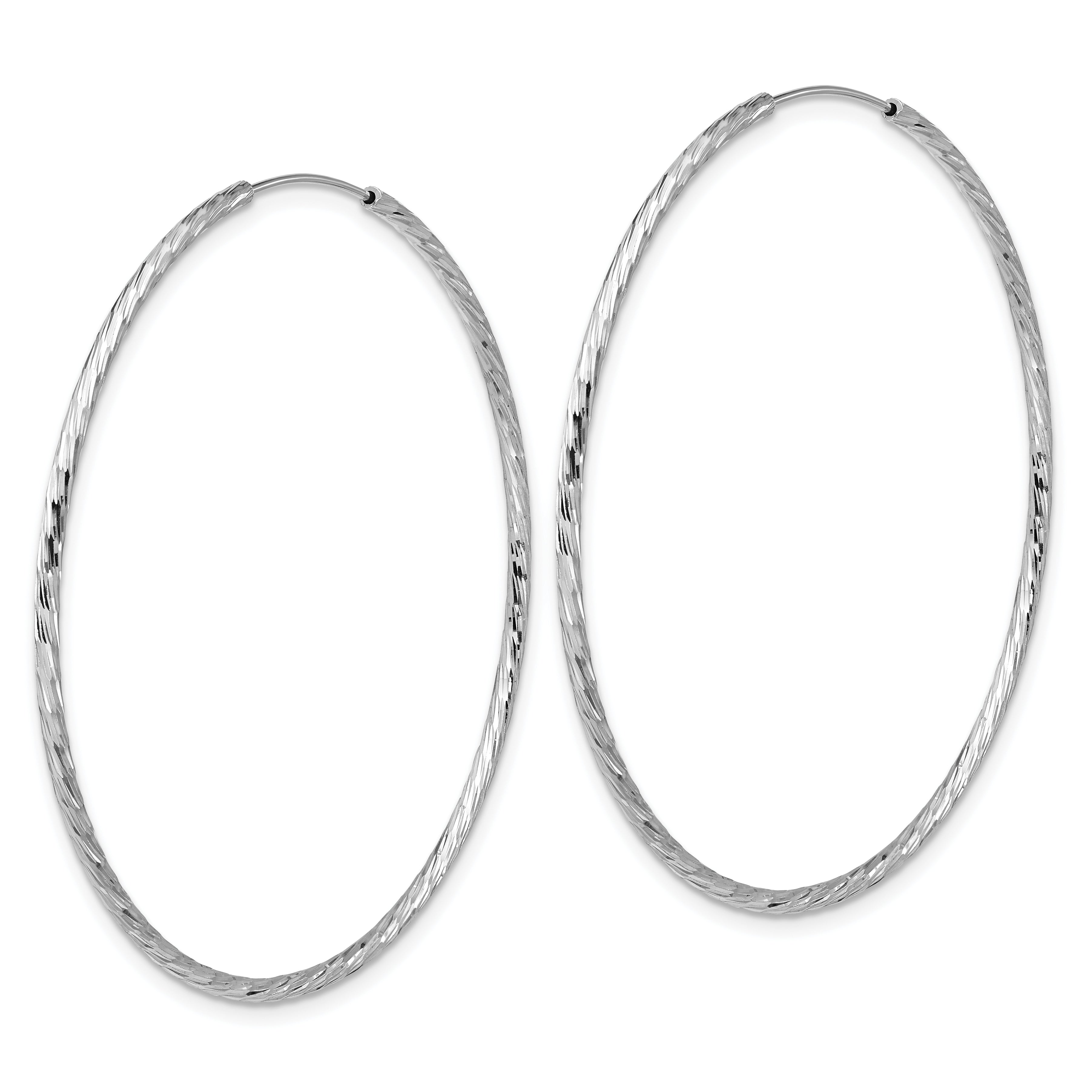 SS RH-plated Diamond-cut 1.5mm Endless Hoop Earrings