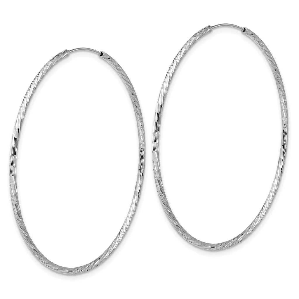 SS RH-plated Diamond-cut 1.5mm Endless Hoop Earrings