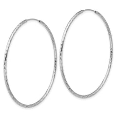 SS RH-plated Diamond-cut 1.5mm Endless Hoop Earrings
