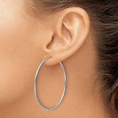 SS RH-plated Diamond-cut 1.5mm Endless Hoop Earrings