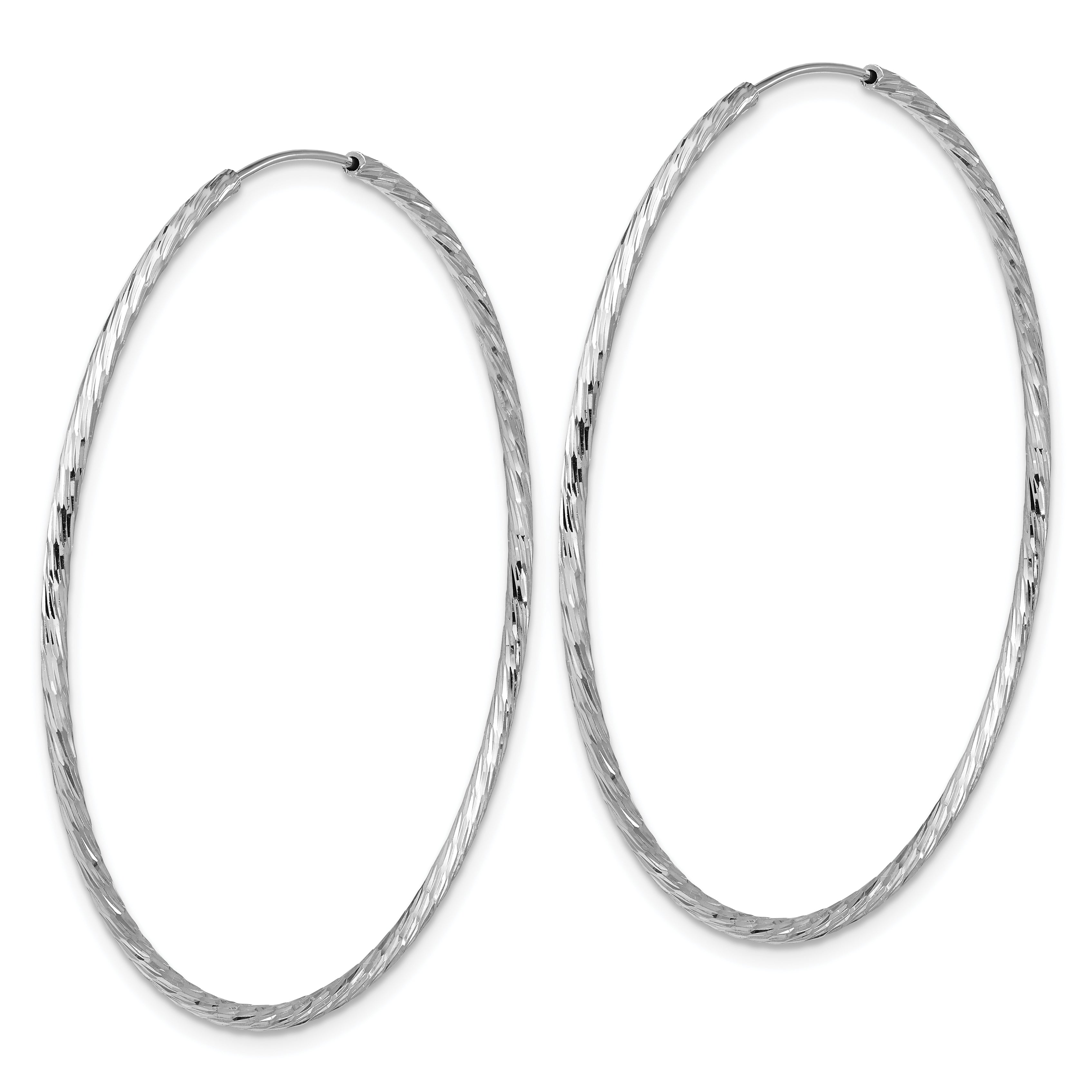 SS RH-plated Diamond-cut 1.5mm Endless Hoop Earrings