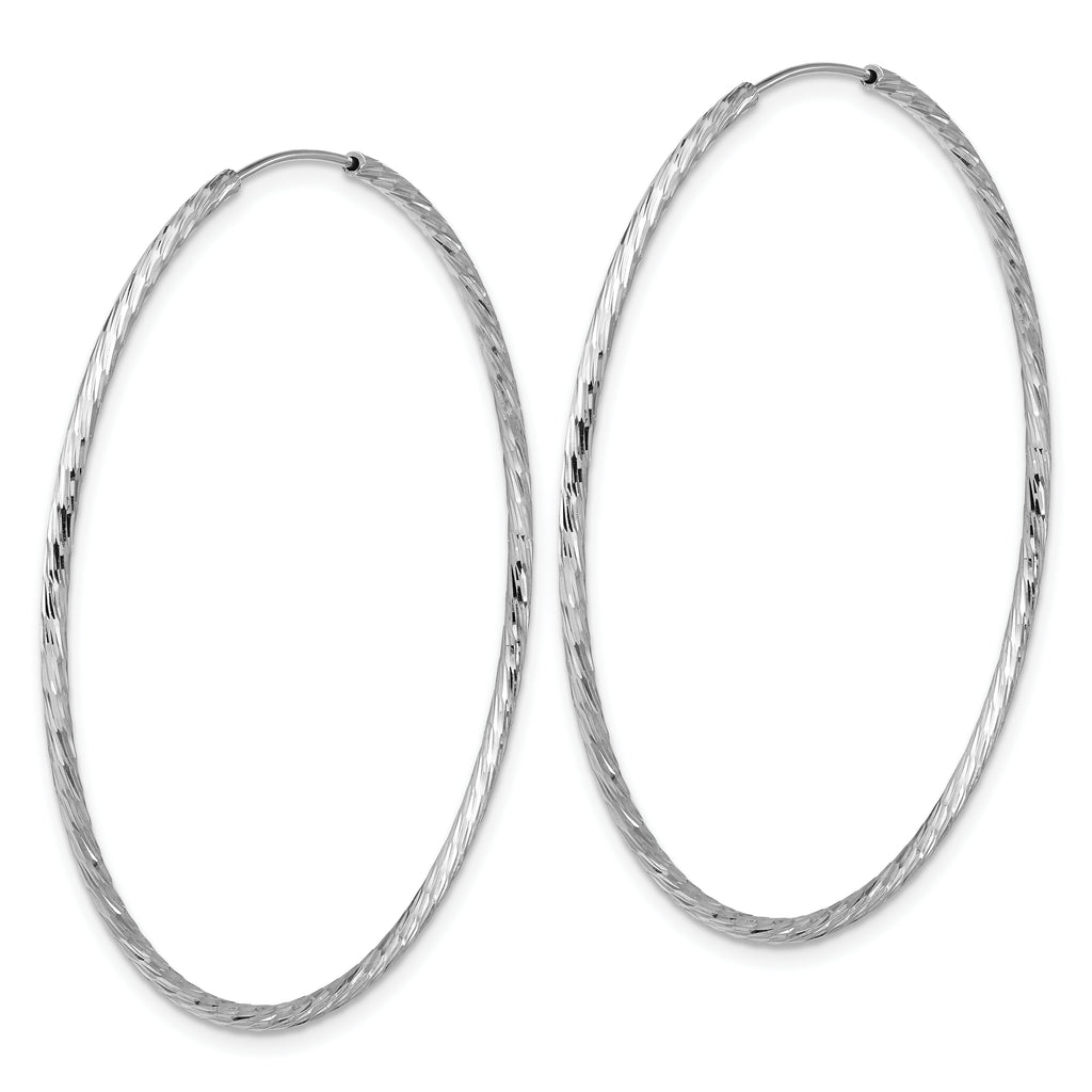 SS RH-plated Diamond-cut 1.5mm Endless Hoop Earrings