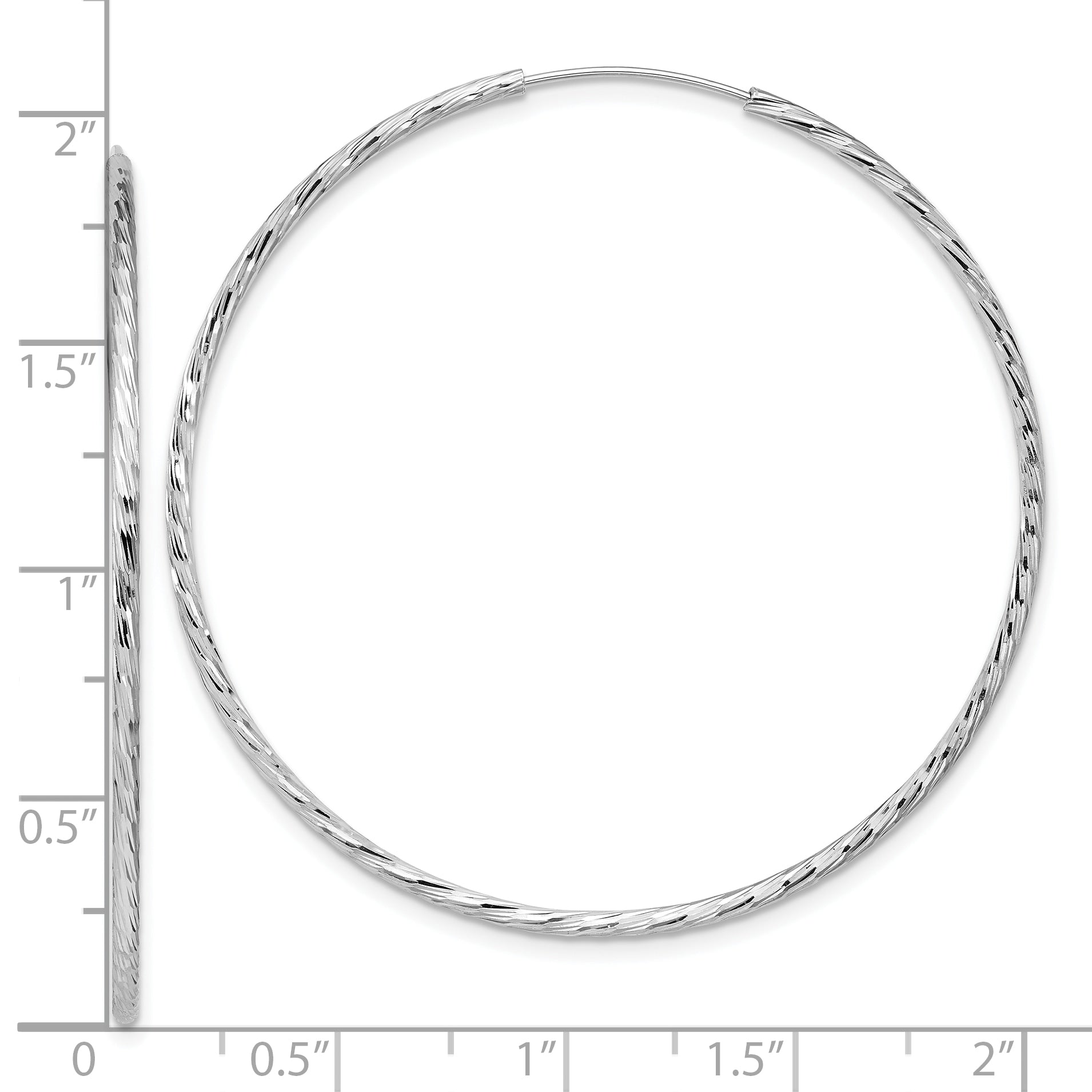 SS RH-plated Diamond-cut 1.5mm Endless Hoop Earrings