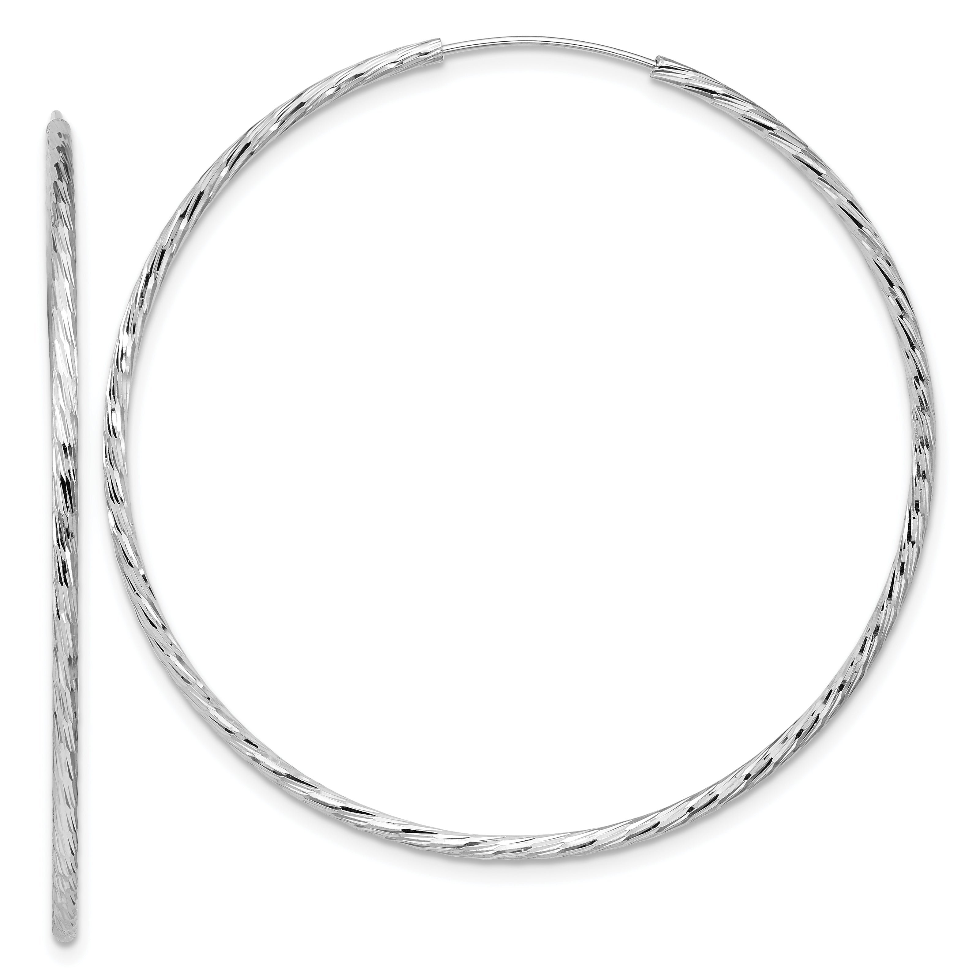 SS RH-plated Diamond-cut 1.5mm Endless Hoop Earrings