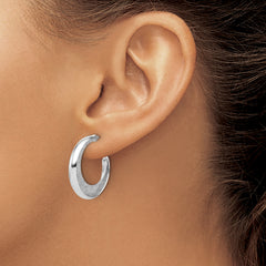SS RH-plt Radiant Essence Polish/Textured Post J-Hoop Earrings