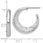 SS RH-plt Radiant Essence Polish/Textured Post J-Hoop Earrings