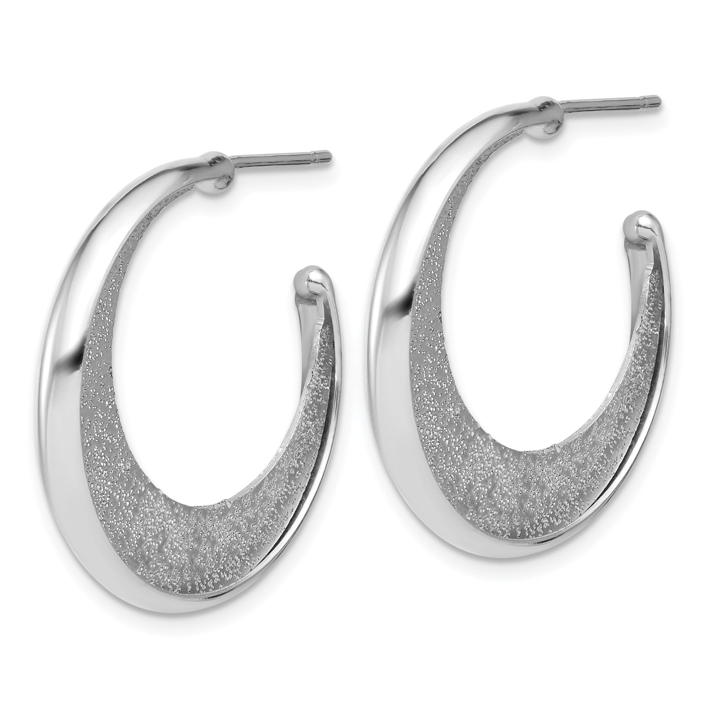 SS RH-plt Radiant Essence Polished/Textured Post J-Hoop Earrings Secondary image