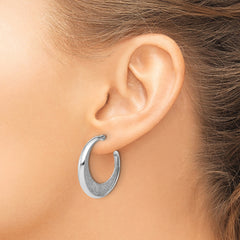 SS RH-plt Radiant Essence Polished/Textured Post J-Hoop Earrings