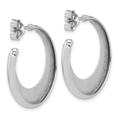SS RH-plt Radiant Essence Polished/Textured Post J-Hoop Earrings