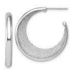 SS RH-plt Radiant Essence Polished/Textured Post J-Hoop Earrings