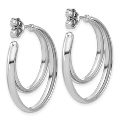 SS RH-plated Polished 31.5mm Double Post J-Hoop Earrings