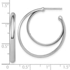 SS RH-plated Polished 31.5mm Double Post J-Hoop Earrings