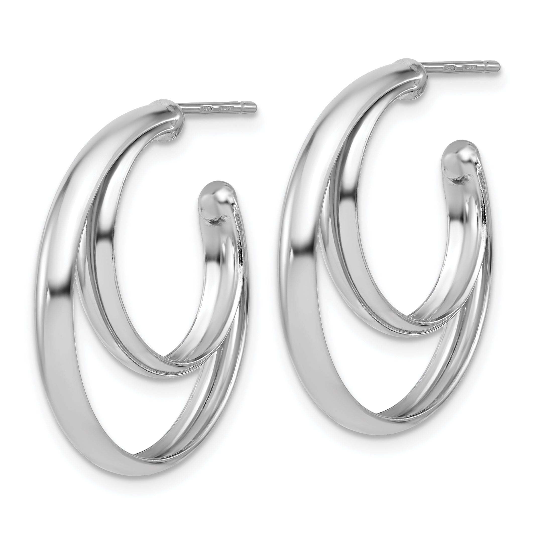 SS RH-plated Polished 26mm Double Post J-Hoop Earrings Secondary image