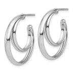SS RH-plated Polished 26mm Double Post J-Hoop Earrings