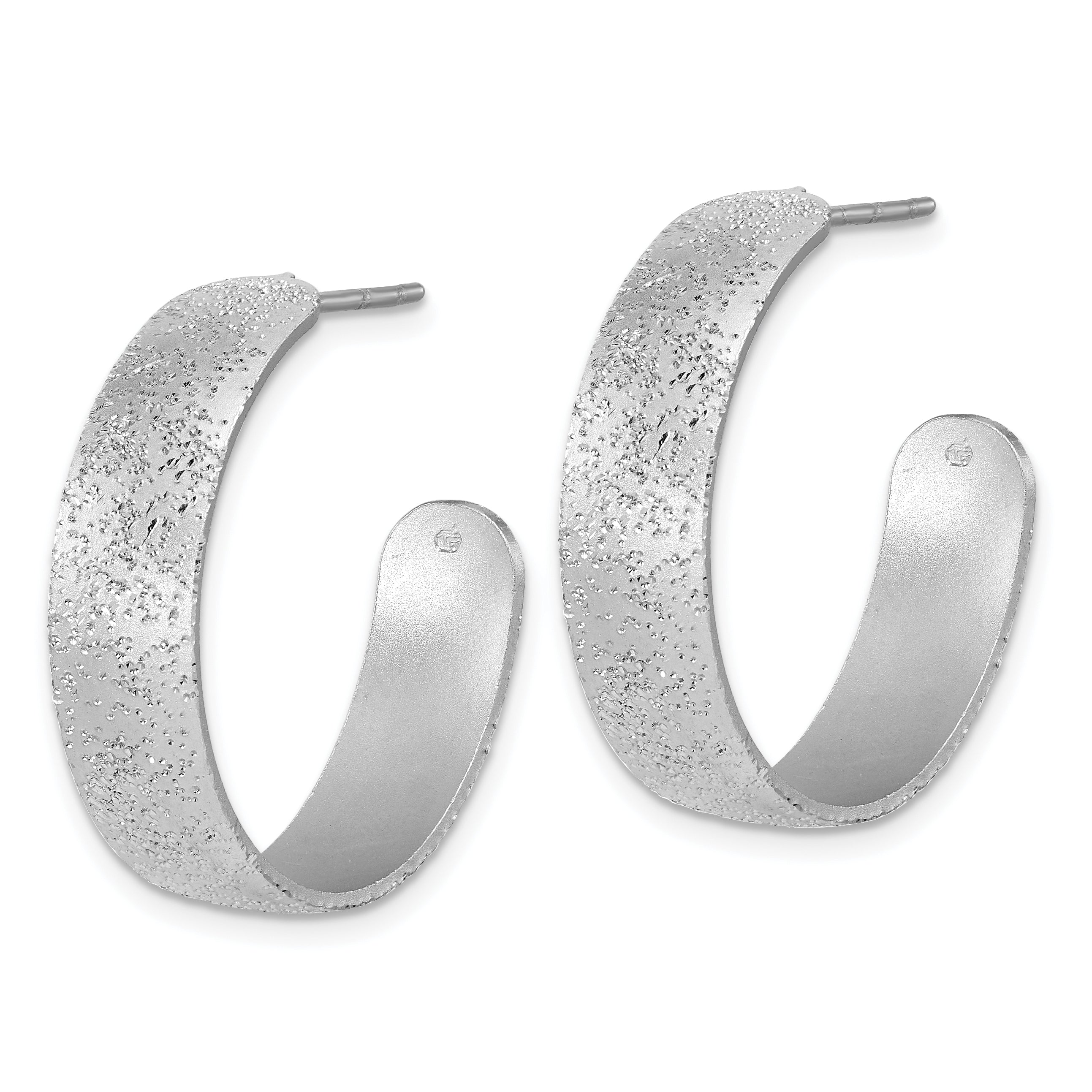 SS RH-plt Radiant Essence Textured 29mm Post J-Hoop Earrings Secondary image