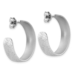 SS RH-plt Radiant Essence Textured 29mm Post J-Hoop Earrings