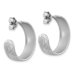 SS RH-plt Radiant Essence Textured 29mm Post J-Hoop Earrings