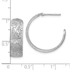 SS RH-plt Radiant Essence Textured 29mm Post J-Hoop Earrings