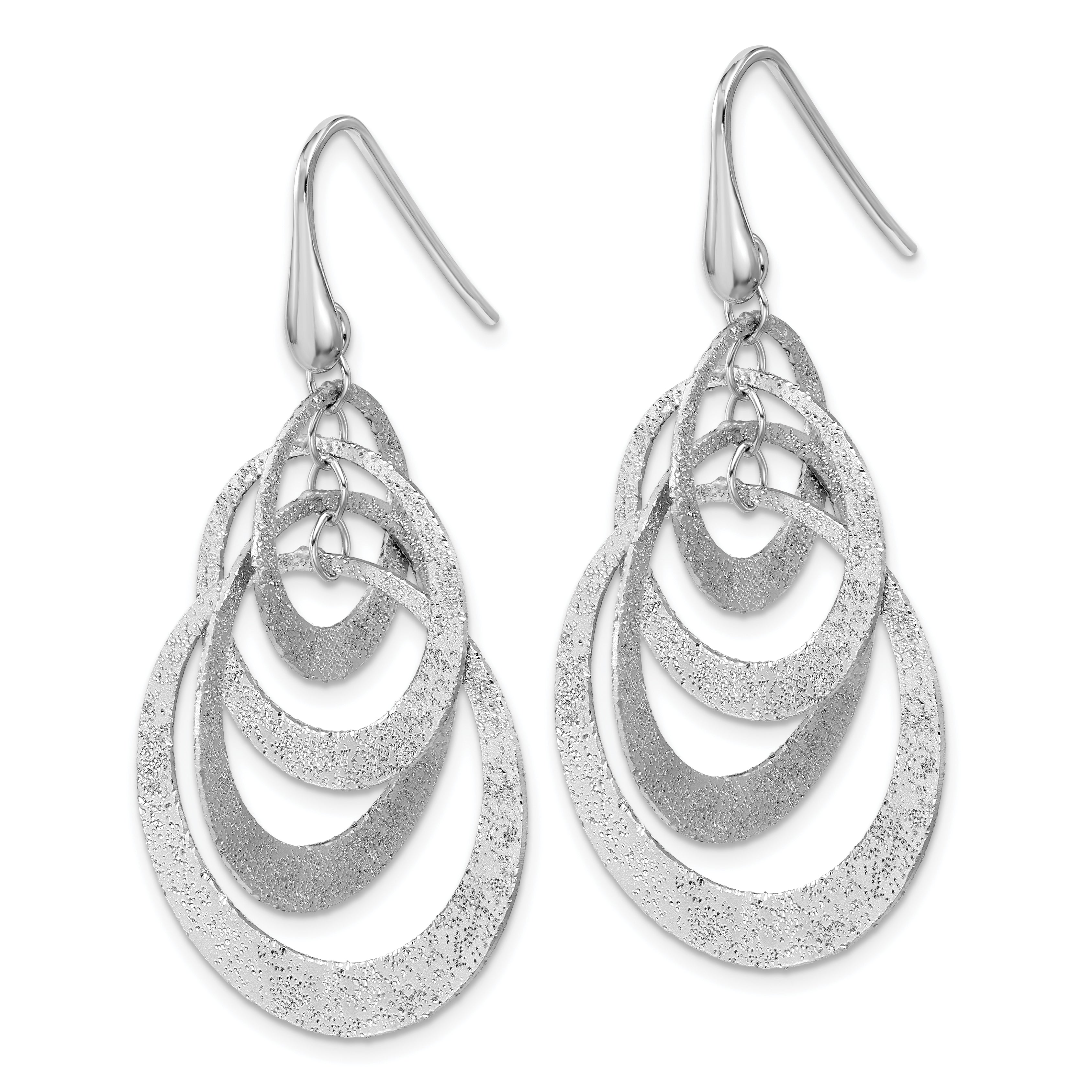 SS RH-plated Radiant Essence Polished/Textured Dangle Earrings