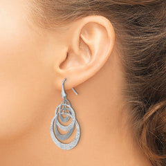 SS RH-plated Radiant Essence Polished/Textured Dangle Earrings