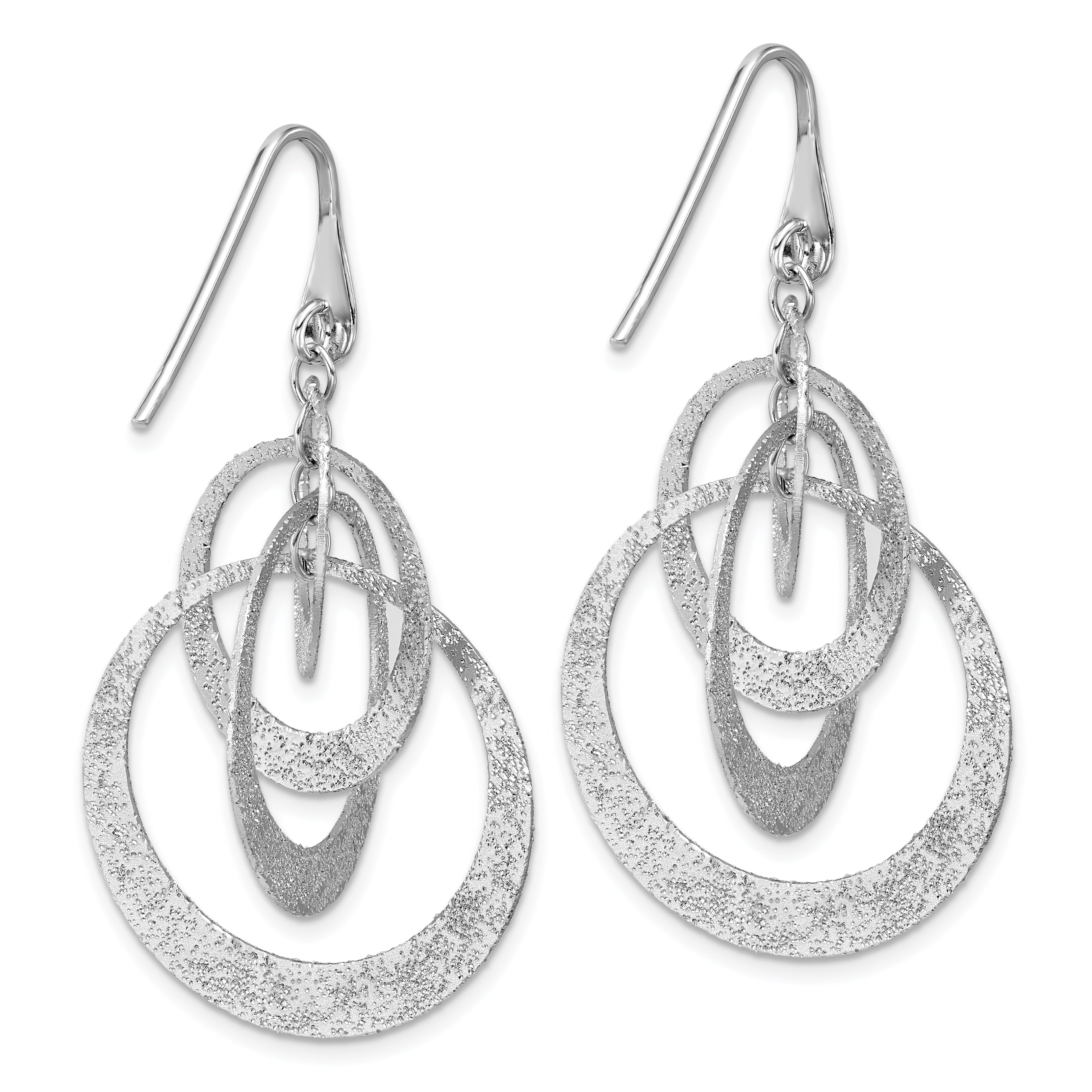 SS RH-plated Radiant Essence Polished/Textured Dangle Earrings