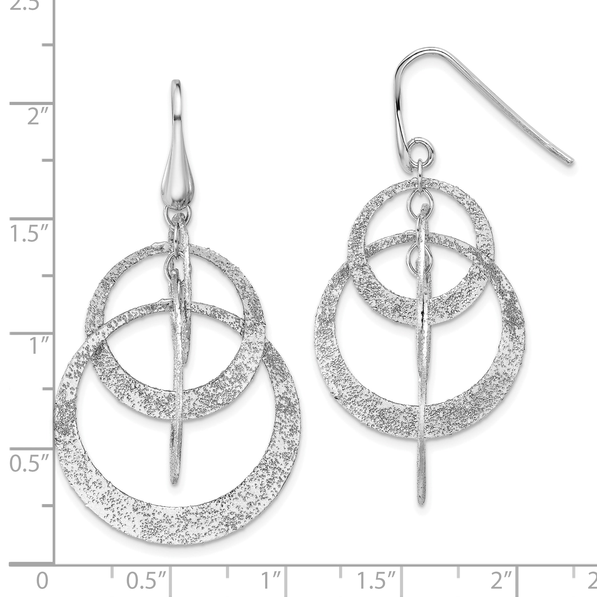 SS RH-plated Radiant Essence Polished/Textured Dangle Earrings