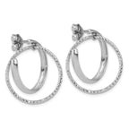 SS RH-plated Polished / Dia-cut Fancy Circles Post J-Hoop Earrings