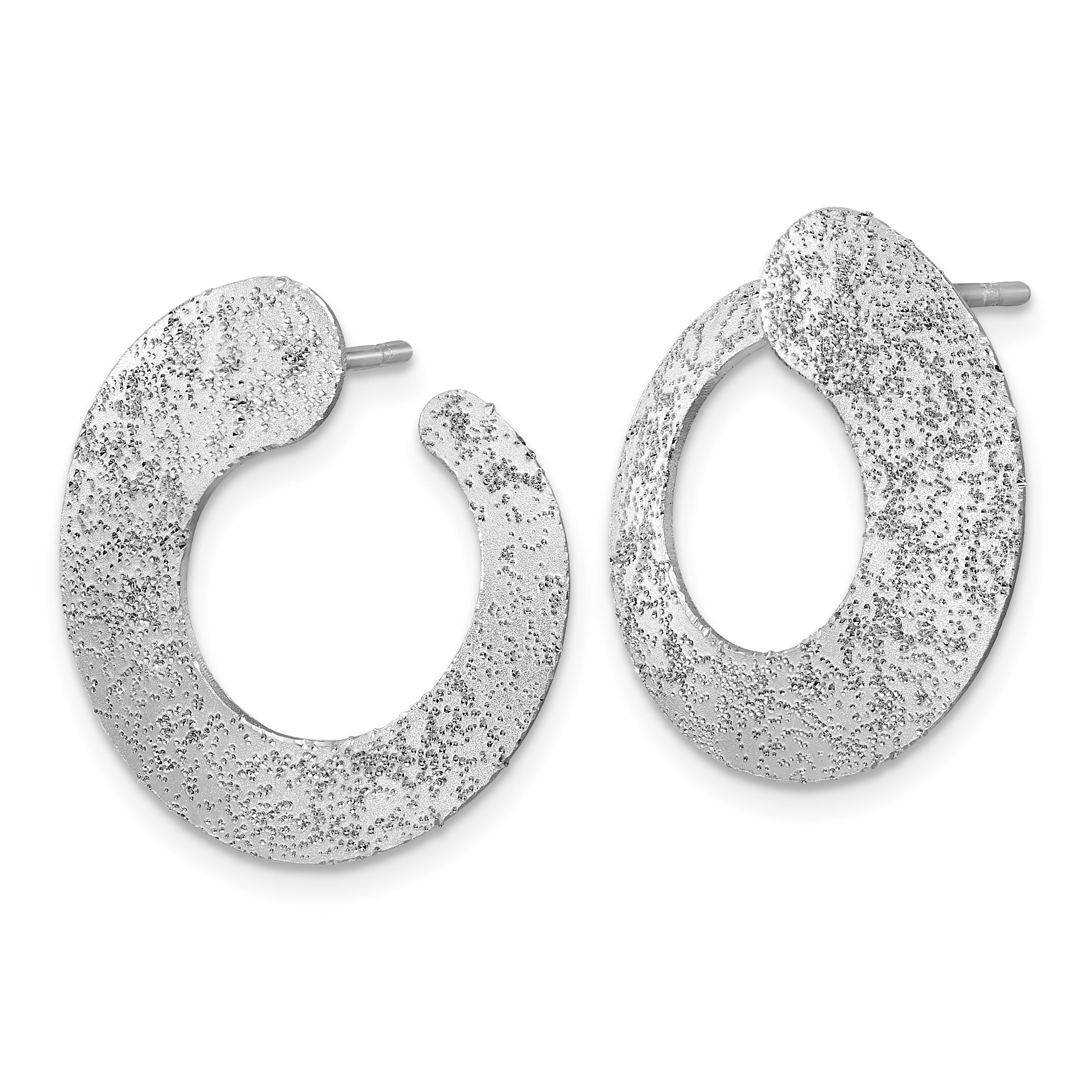 SS RH-plt Radiant Essence Textured Tapered Circle Post Earrings Secondary image