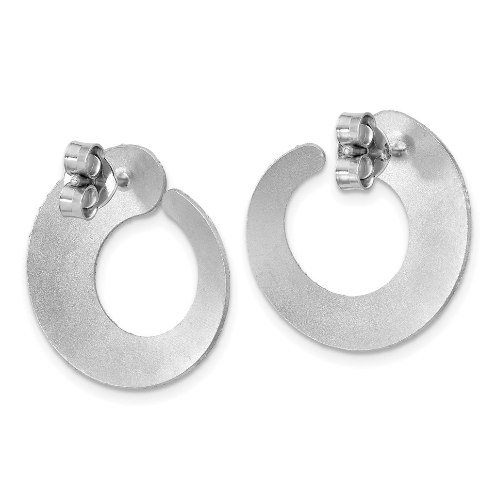 SS RH-plt Radiant Essence Textured Tapered Circle Post Earrings
