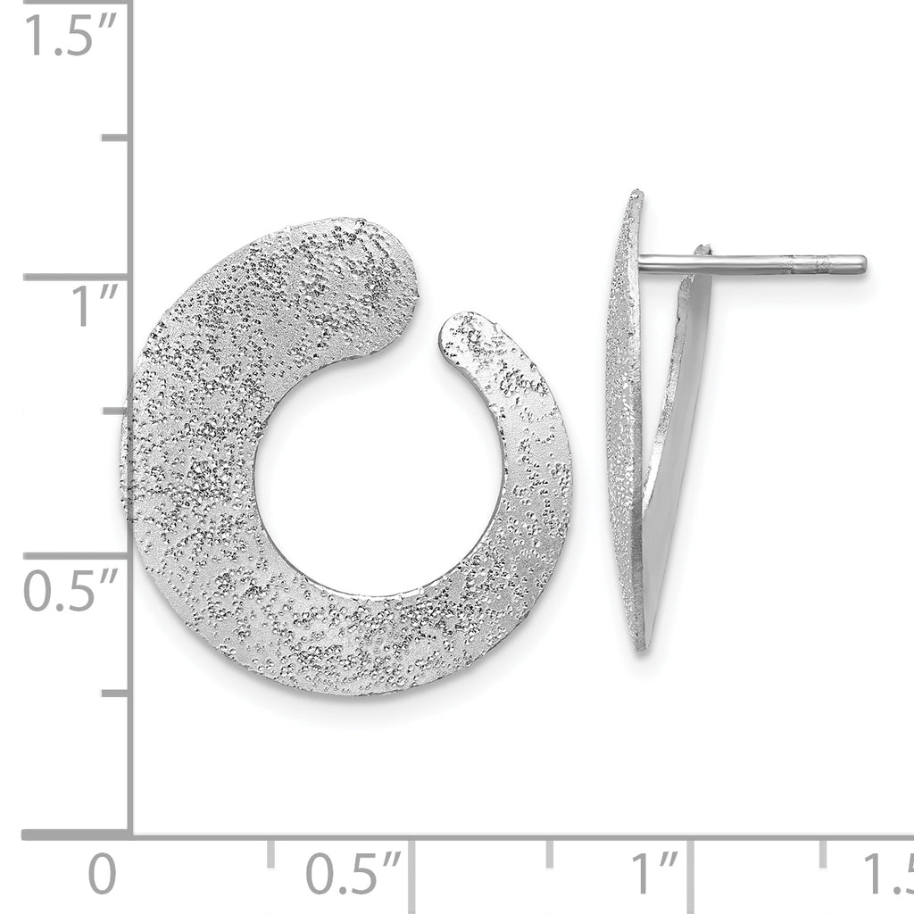 SS RH-plt Radiant Essence Textured Tapered Circle Post Earrings