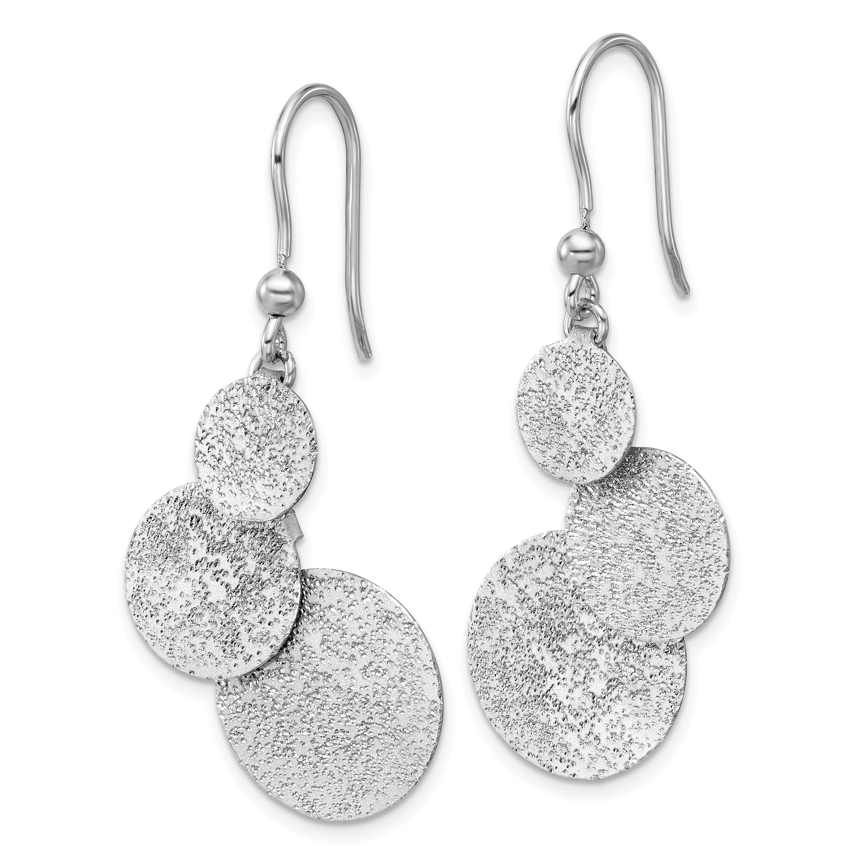 SS RH-plated Radiant Essence Textured Circles Dangle Earrings