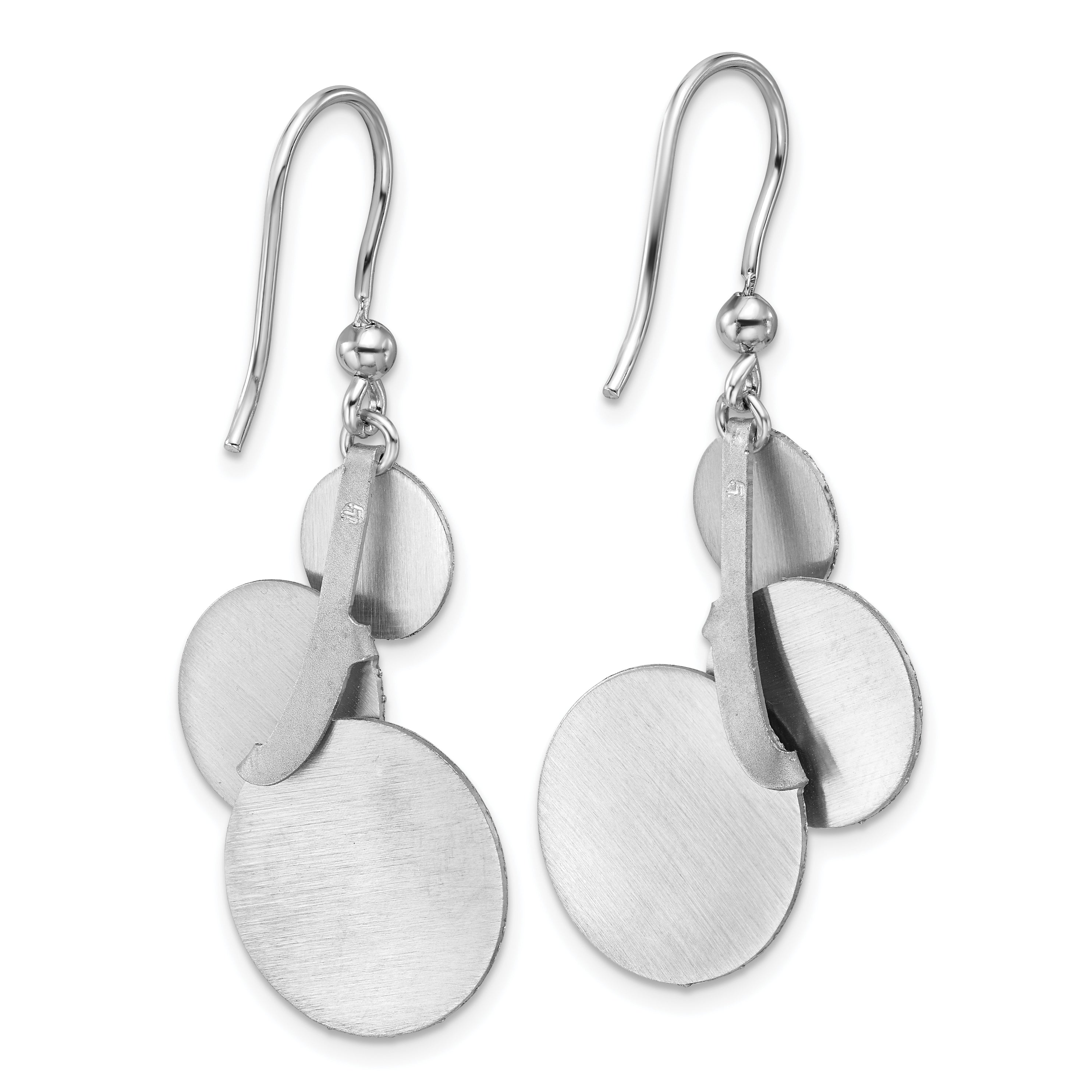 SS RH-plated Radiant Essence Textured Circles Dangle Earrings