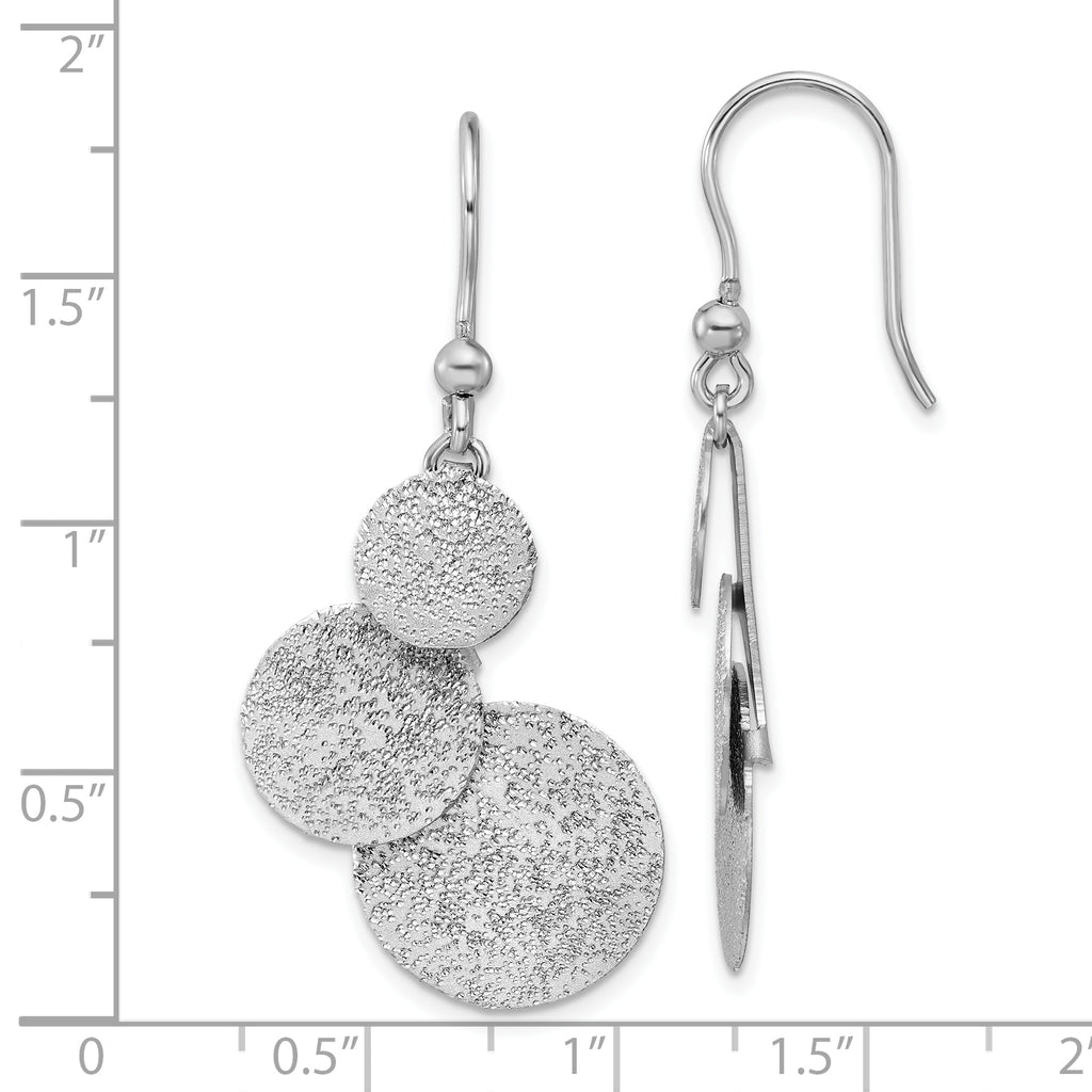SS RH-plated Radiant Essence Textured Circles Dangle Earrings