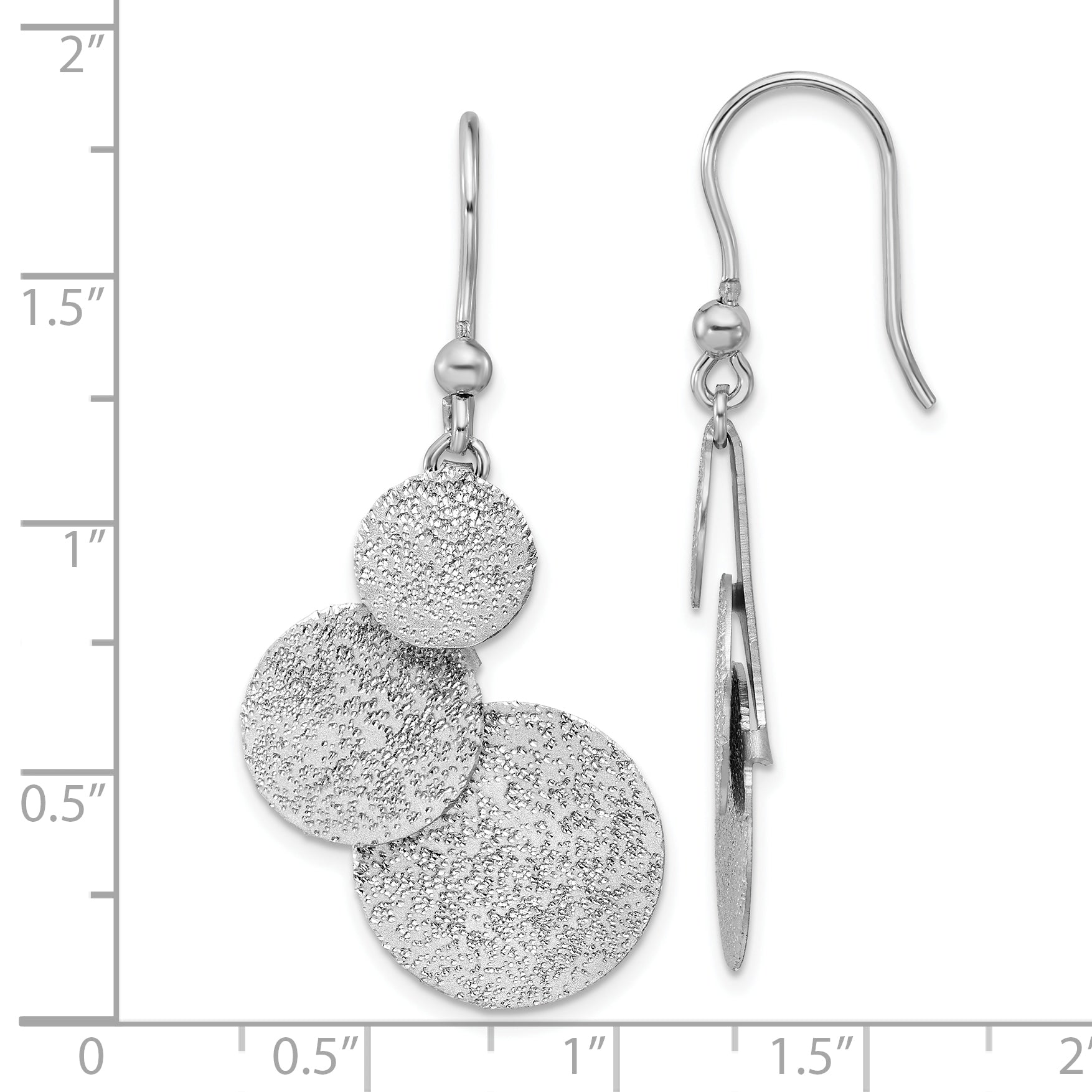 SS RH-plated Radiant Essence Textured Circles Dangle Earrings