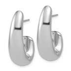 Sterling Silver RH-plated Polished Post J-Hoop Earrings
