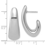 Sterling Silver RH-plated Polished Post J-Hoop Earrings