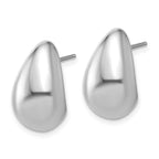 Sterling Silver RH-plat Polished Puff Teardrop Post Earrings