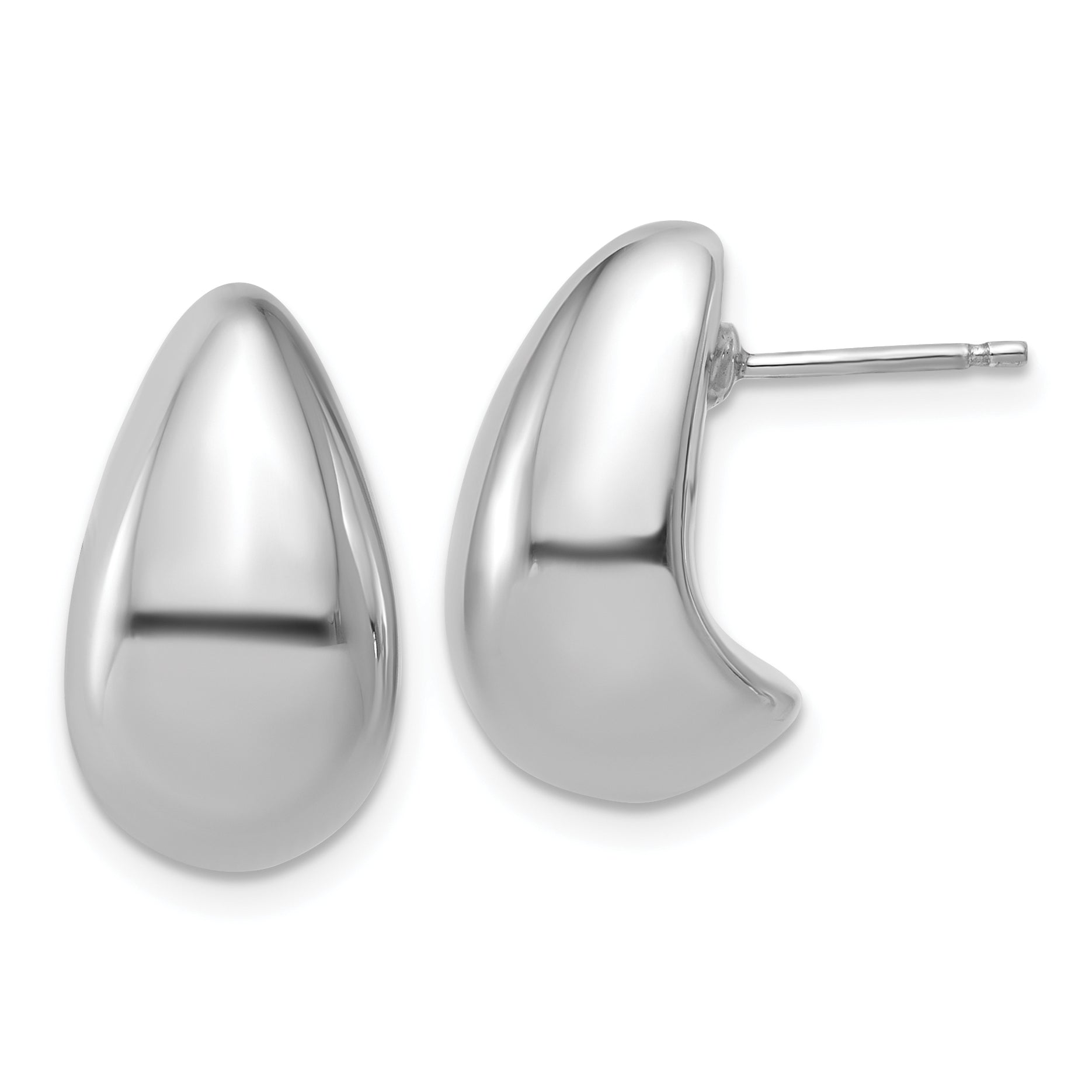 Sterling Silver RH-plat Polished Puff Teardrop Post Earrings Main image