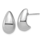 Sterling Silver RH-plat Polished Puff Teardrop Post Earrings