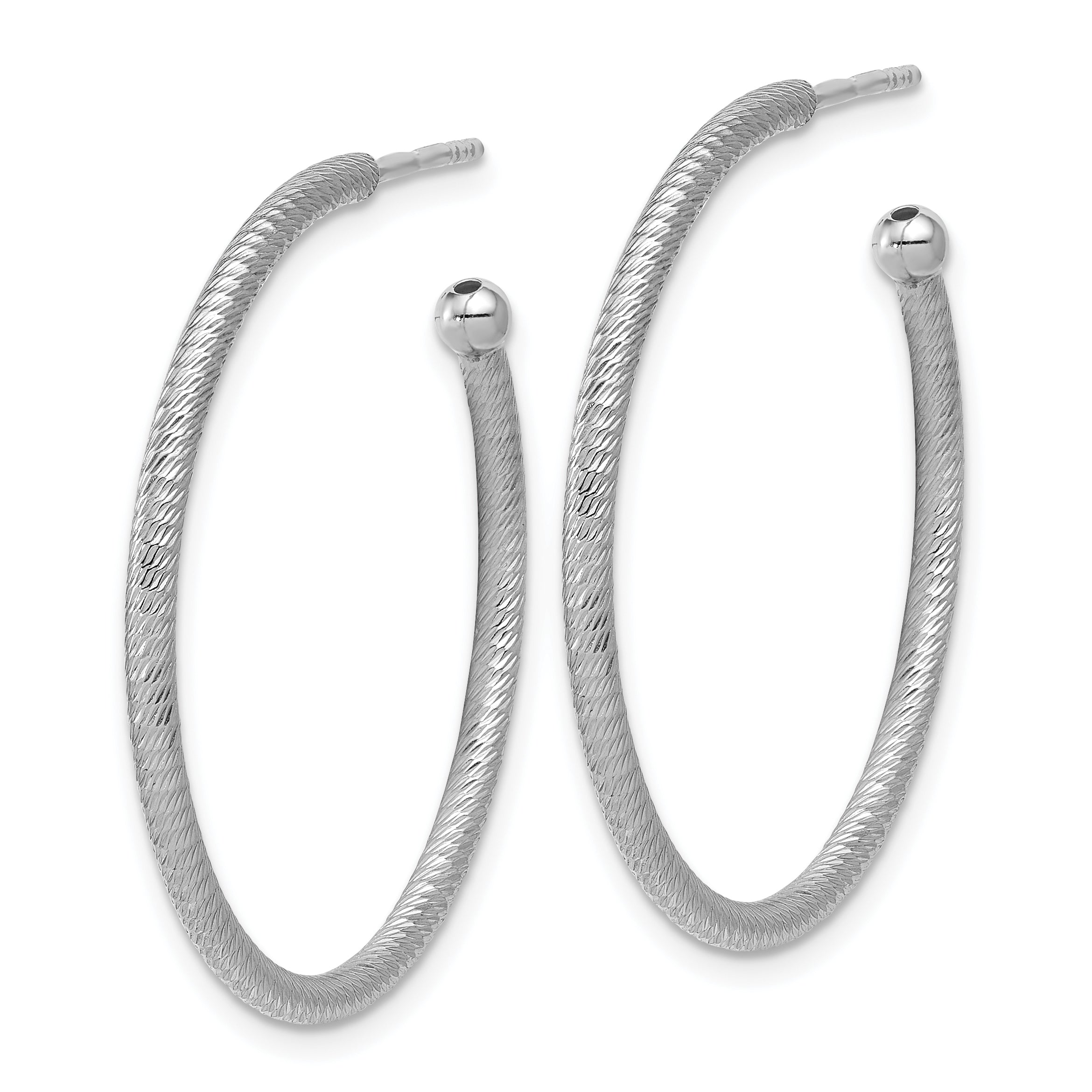 SS RH-plated Diamond-cut 33x2mm Post C-Hoop Earrings Secondary image