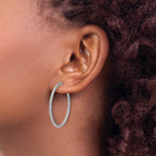 SS RH-plated Diamond-cut 33x2mm Post C-Hoop Earrings