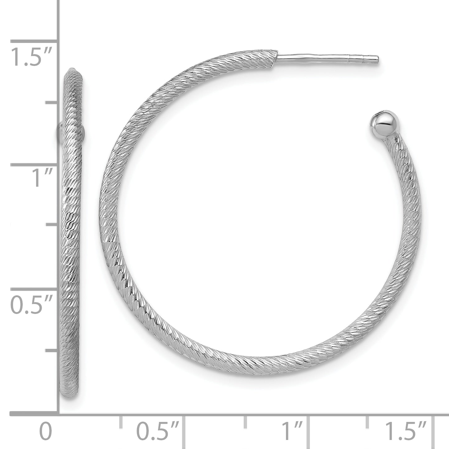 SS RH-plated Diamond-cut 33x2mm Post C-Hoop Earrings