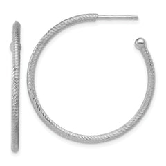 SS RH-plated Diamond-cut 33x2mm Post C-Hoop Earrings