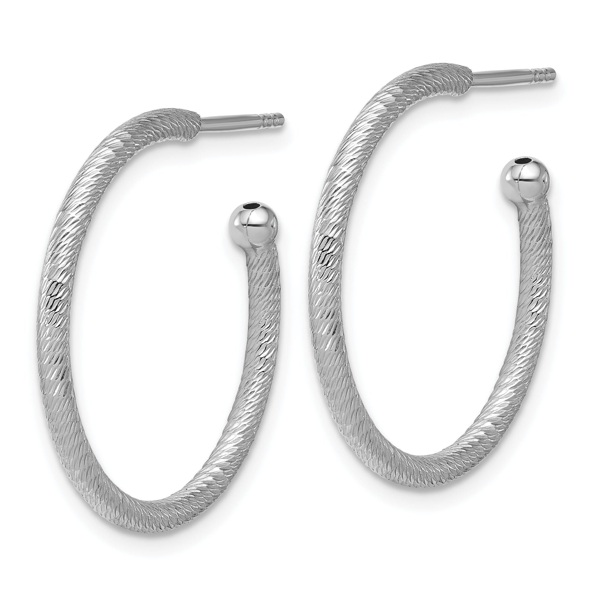 SS RH-plated Diamond-cut 25x2mm Post C-Hoop Earrings Secondary image